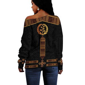 Eritrea Off Shoulder Sweater Tilet Habesha Style - Black