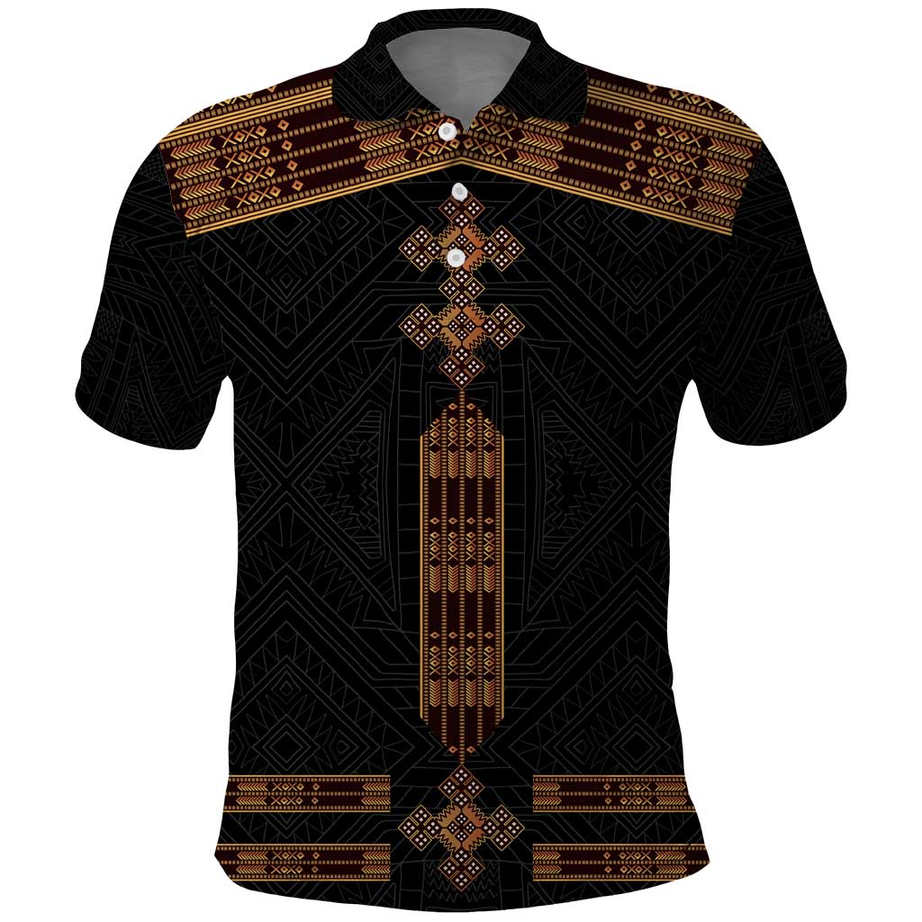 Eritrea Polo Shirt Tilet Habesha Style - Black