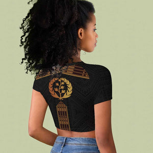 Eritrea Raglan Cropped T shirt Tilet Habesha Style - Black