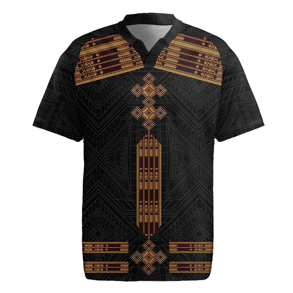 Eritrea Rugby Jersey Tilet Habesha Style - Black