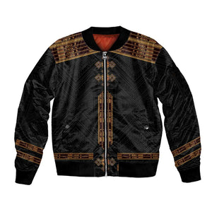 Eritrea Sleeve Zip Bomber Jacket Tilet Habesha Style - Black