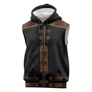Eritrea Sleeveless Zip Hoodie Tilet Habesha Style - Black - African Pride