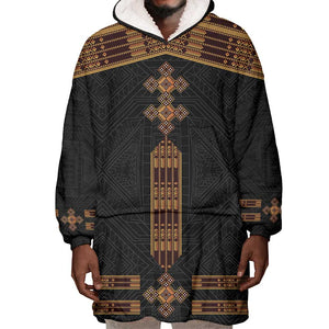 Eritrea Wearable Blanket Hoodie Tilet Habesha Style - Black