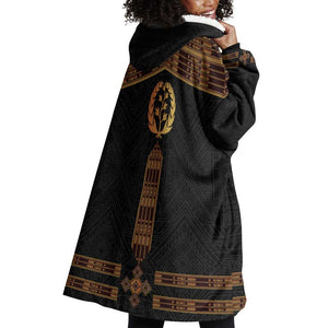 Eritrea Wearable Blanket Hoodie Tilet Habesha Style - Black