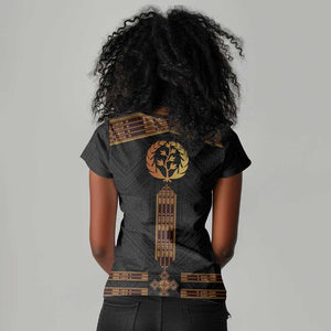 Eritrea Women V-Neck T-Shirt Tilet Habesha Style - Black