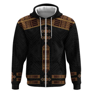 Eritrea Zip Hoodie Tilet Habesha Style - Black