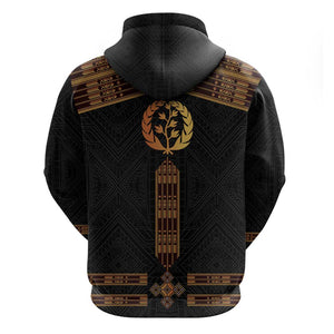 Eritrea Zip Hoodie Tilet Habesha Style - Black