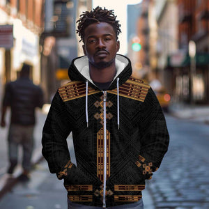 Eritrea Zip Hoodie Tilet Habesha Style - Black