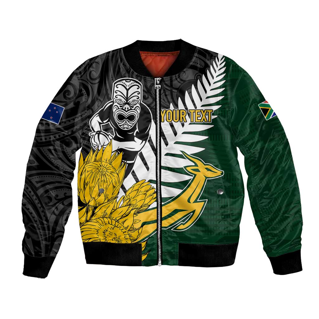 Personalised New Zealand Vs South Africa Rugby Bomber Jacket Rivals - Tribal Style