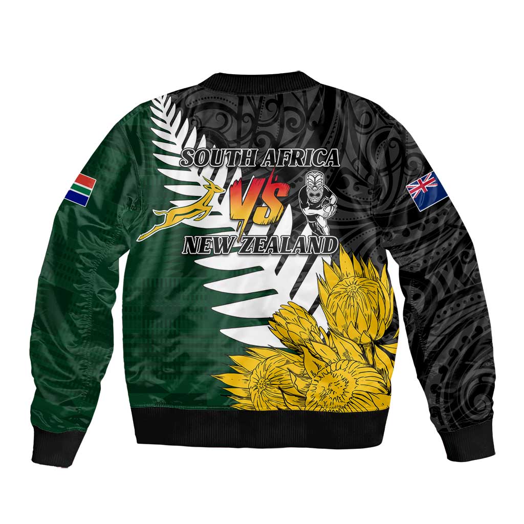 Personalised New Zealand Vs South Africa Rugby Bomber Jacket Rivals - Tribal Style