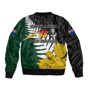 Personalised New Zealand Vs South Africa Rugby Bomber Jacket Rivals - Tribal Style