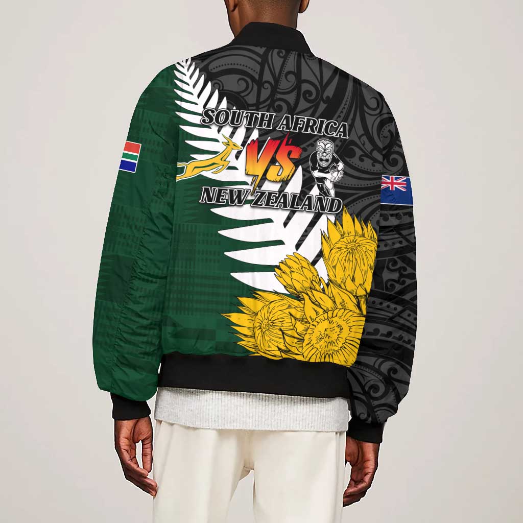 Personalised New Zealand Vs South Africa Rugby Bomber Jacket Rivals - Tribal Style