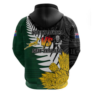 Personalised New Zealand Vs South Africa Rugby Hoodie Rivals - Tribal Style