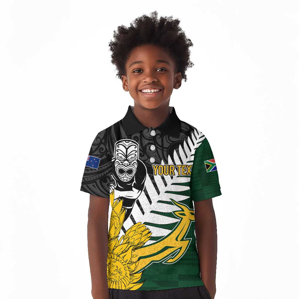 Personalised New Zealand Vs South Africa Rugby Kid Polo Shirt Rivals - Tribal Style