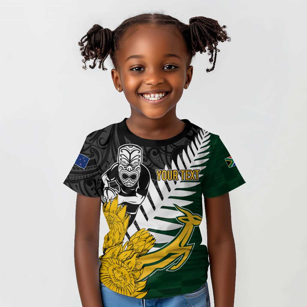 Personalised New Zealand Vs South Africa Rugby Kid T shirt Rivals - Tribal Style