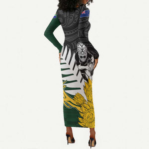 Personalised New Zealand Vs South Africa Rugby Long Sleeve Bodycon Dress Rivals - Tribal Style