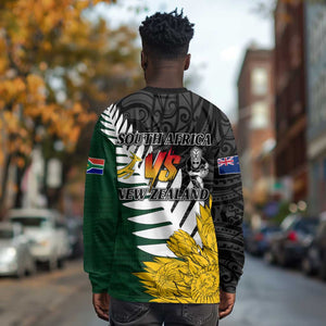 Personalised New Zealand Vs South Africa Rugby Long Sleeve Shirt Rivals - Tribal Style LT7