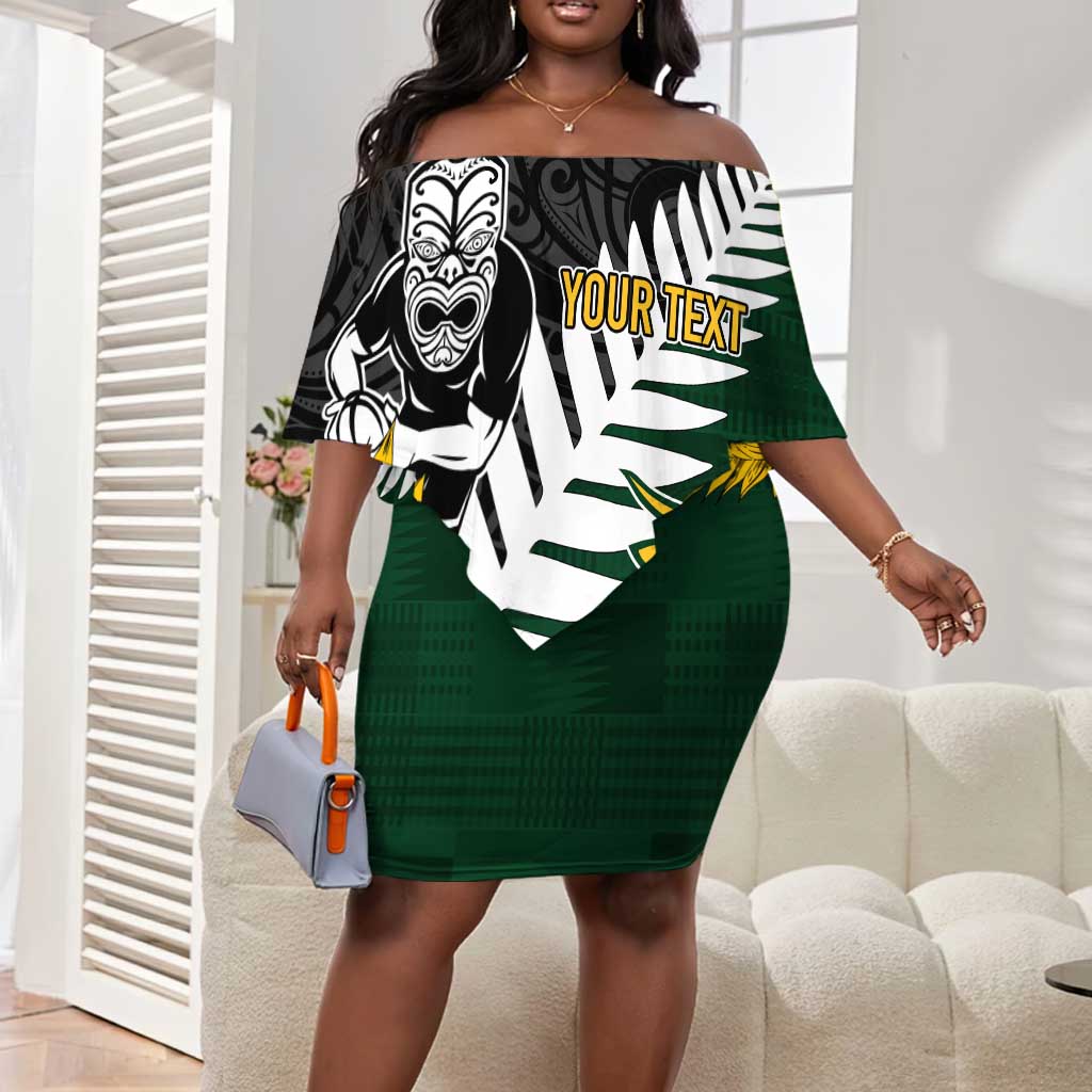 Personalised New Zealand Vs South Africa Rugby Off Shoulder Short Dress Rivals - Tribal Style LT7