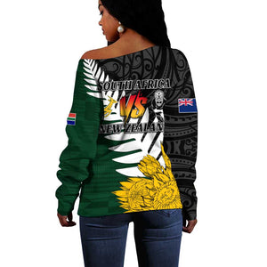 Personalised New Zealand Vs South Africa Rugby Off Shoulder Sweater Rivals - Tribal Style