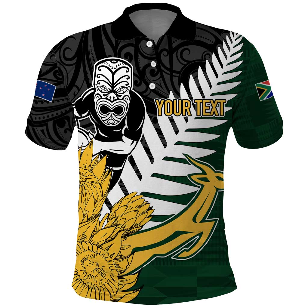 Personalised New Zealand Vs South Africa Rugby Polo Shirt Rivals - Tribal Style