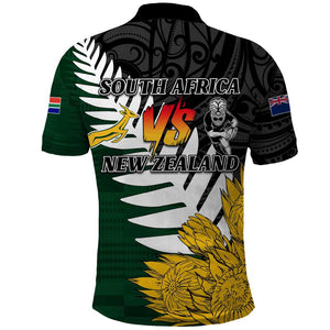 Personalised New Zealand Vs South Africa Rugby Polo Shirt Rivals - Tribal Style