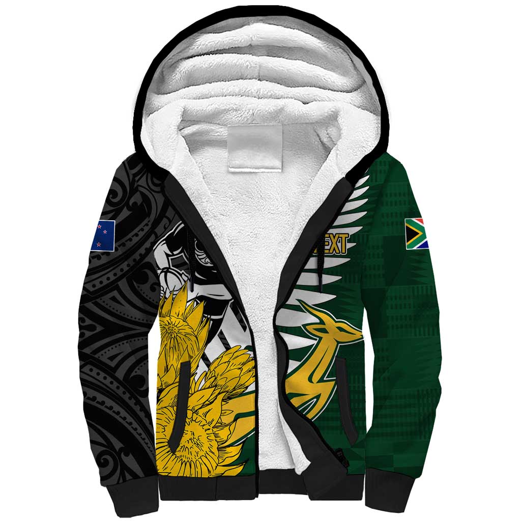 Personalised New Zealand Vs South Africa Rugby Sherpa Hoodie Rivals - Tribal Style