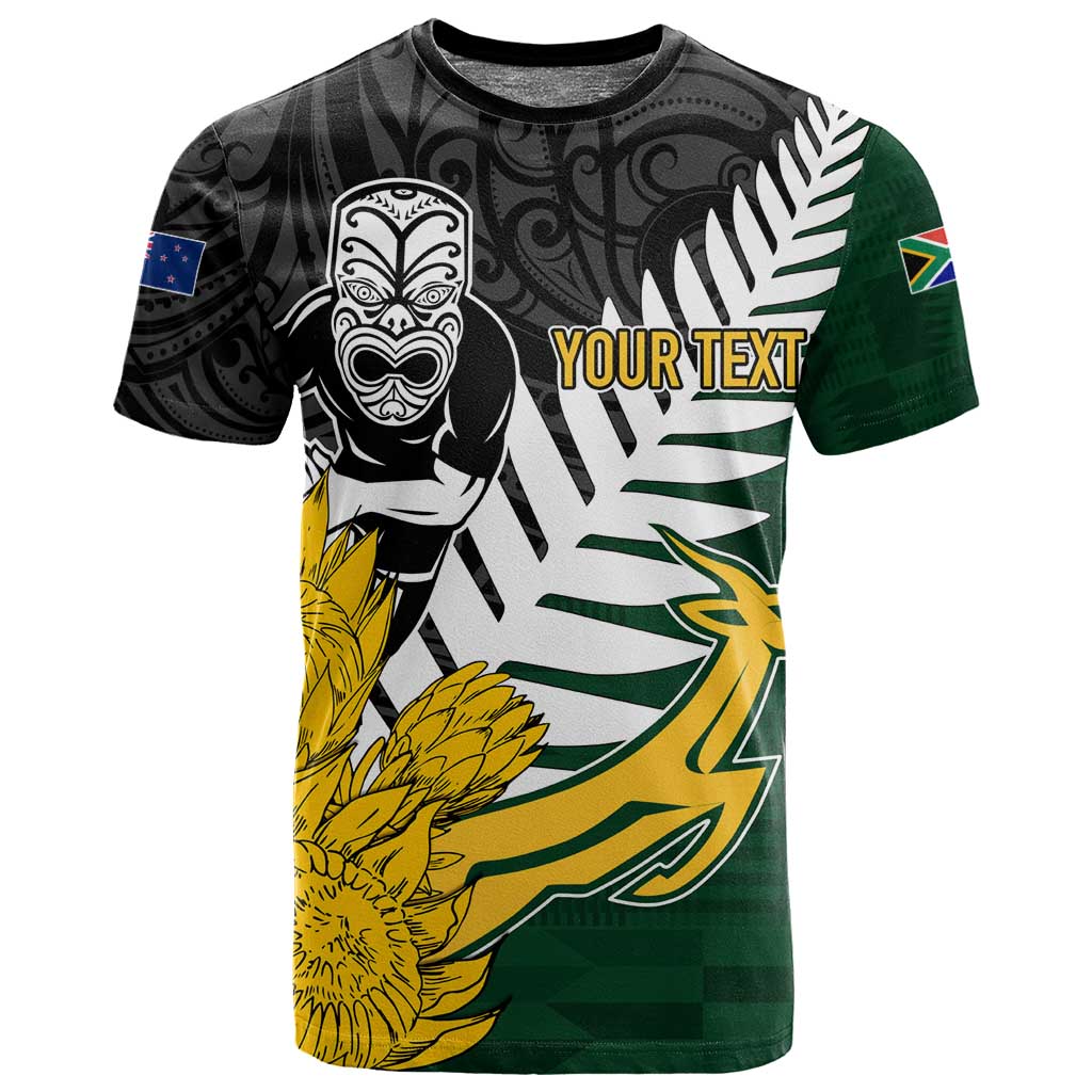 Personalised New Zealand Vs South Africa Rugby T shirt Rivals - Tribal Style