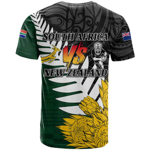 Personalised New Zealand Vs South Africa Rugby T shirt Rivals - Tribal Style