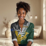 Personalised New Zealand Vs South Africa Rugby Women Casual Shirt Rivals - Tribal Style LT7