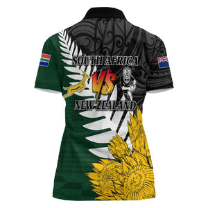 Personalised New Zealand Vs South Africa Rugby Women Polo Shirt Rivals - Tribal Style