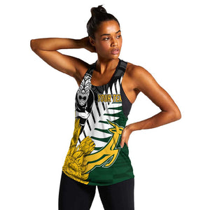 Personalised New Zealand Vs South Africa Rugby Women Racerback Tank Rivals - Tribal Style