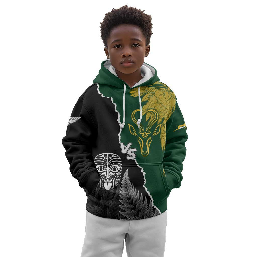 Personalised New Zealand Vs South Africa Rugby Kid Hoodie Rivals Dynamics