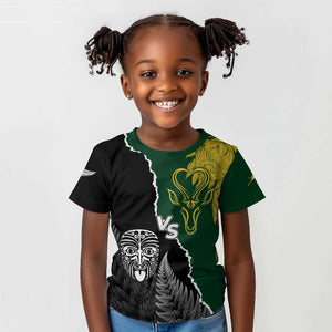 Personalised New Zealand Vs South Africa Rugby Kid T shirt Rivals Dynamics