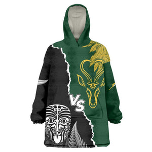 Personalised New Zealand Vs South Africa Rugby KId Wearable Blanket Hoodie Rivals Dynamics