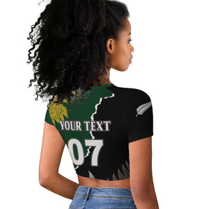 Personalised New Zealand Vs South Africa Rugby Raglan Cropped T shirt Rivals Dynamics