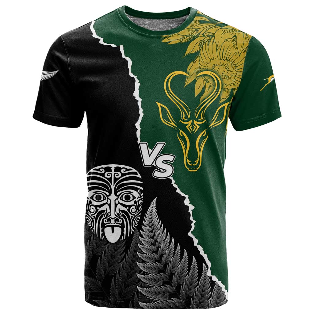 Personalised New Zealand Vs South Africa Rugby T shirt Rivals Dynamics