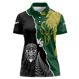 Personalised New Zealand Vs South Africa Rugby Women Polo Shirt Rivals Dynamics