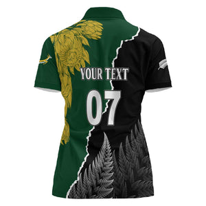 Personalised New Zealand Vs South Africa Rugby Women Polo Shirt Rivals Dynamics