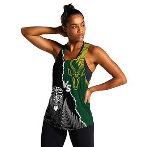 Personalised New Zealand Vs South Africa Rugby Women Racerback Tank Rivals Dynamics