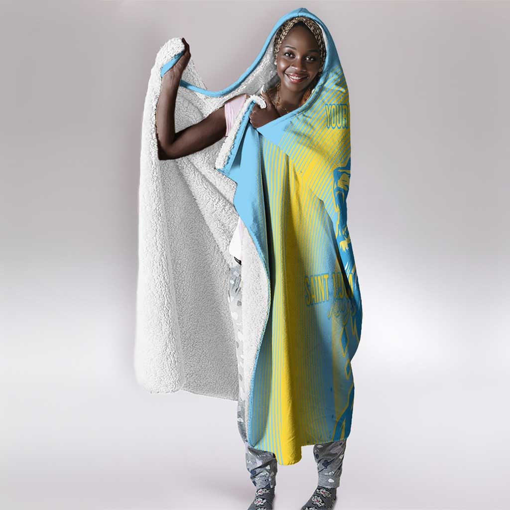 Saint Lucia Cricket Personalized Hooded Blanket The Roaring King - African Pride