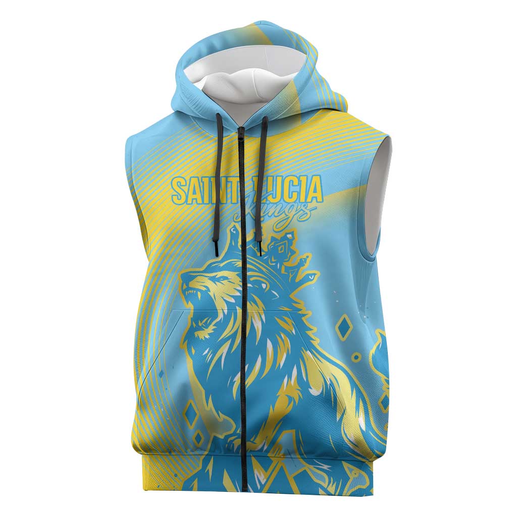 Saint Lucia Cricket Personalized Sleeveless Zip Hoodie The Roaring King - African Pride