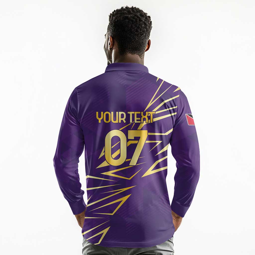 Afro-Trinbago Cricket Custom Long Sleeve Polo Shirt TKR Quadruple Champion - African Pride