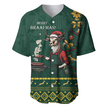 Personalised South Africa Baseball Jersey Springbok Christmas Braai