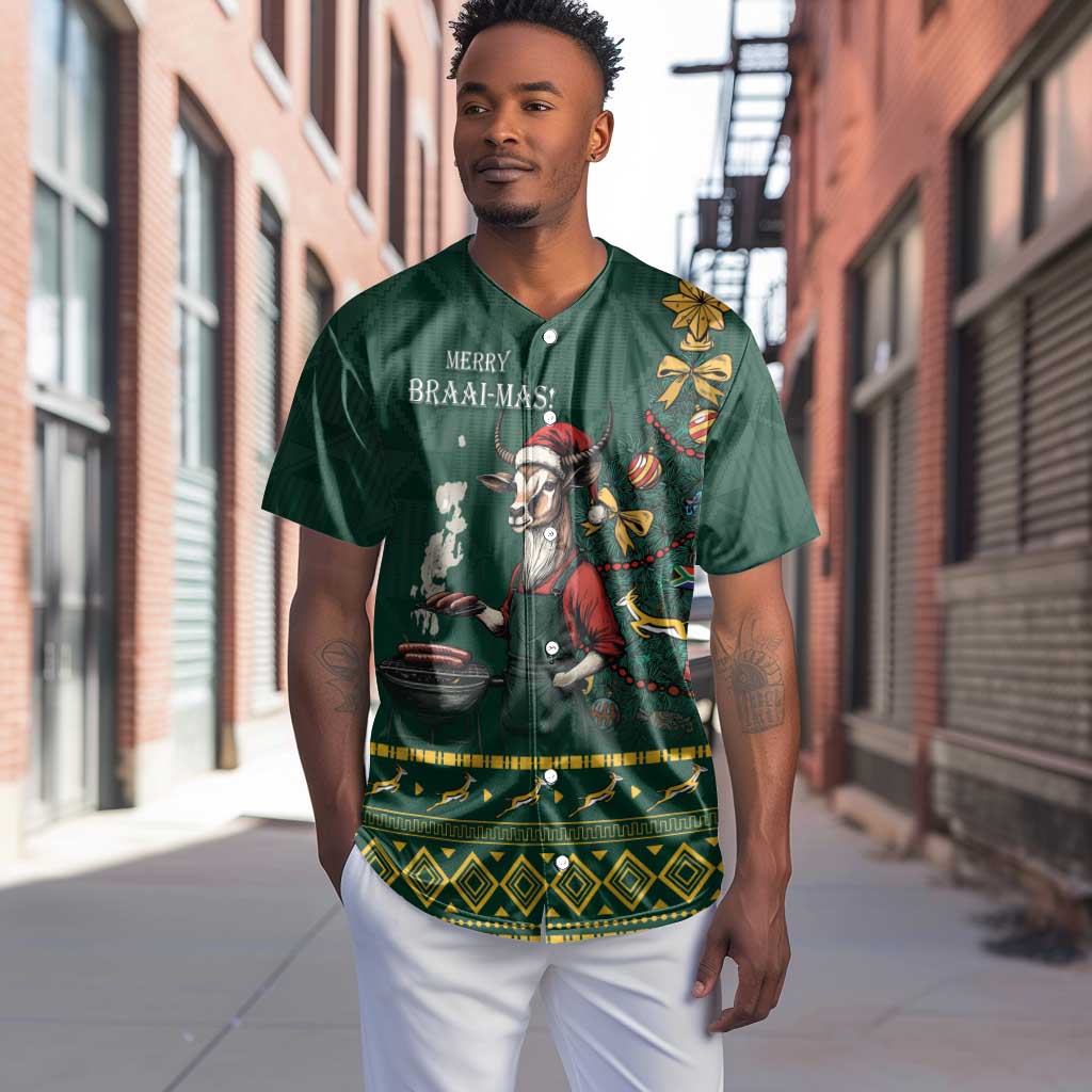 Personalised South Africa Baseball Jersey Springbok Christmas Braai