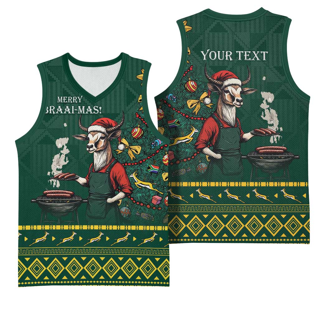 Personalised South Africa Basketball Jersey Springbok Christmas Braai LT7