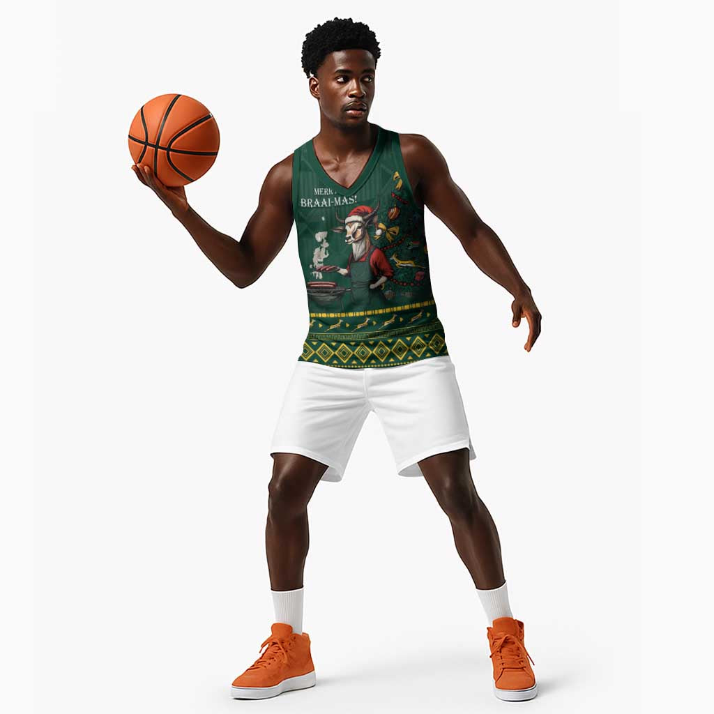 Personalised South Africa Basketball Jersey Springbok Christmas Braai LT7