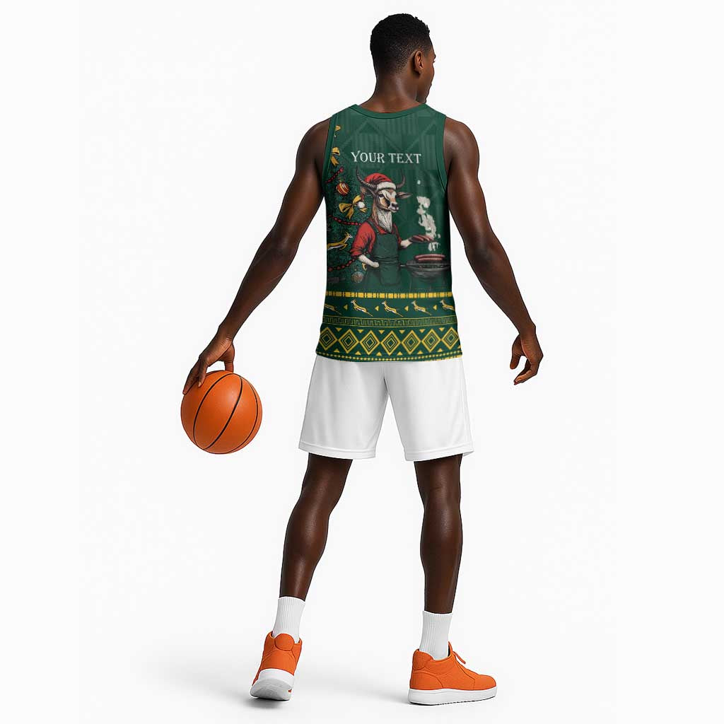 Personalised South Africa Basketball Jersey Springbok Christmas Braai LT7