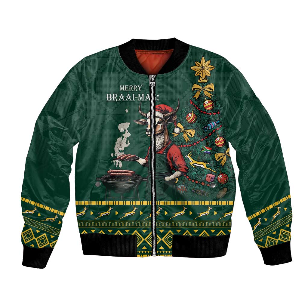 Personalised South Africa Bomber Jacket Springbok Christmas Braai