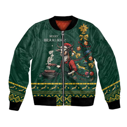 Personalised South Africa Bomber Jacket Springbok Christmas Braai