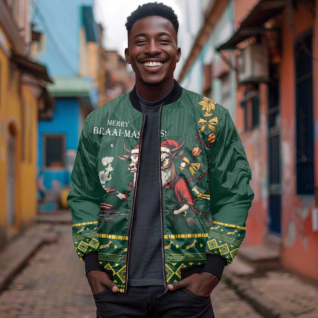 Personalised South Africa Bomber Jacket Springbok Christmas Braai